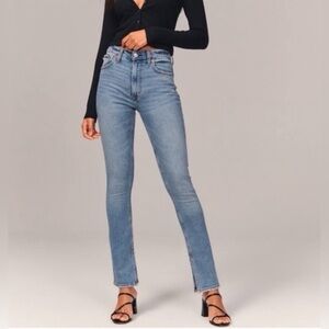 Abercrombie & Fitch Curve Love The Skinny High Rise Split Hem Jeans Size 28/6